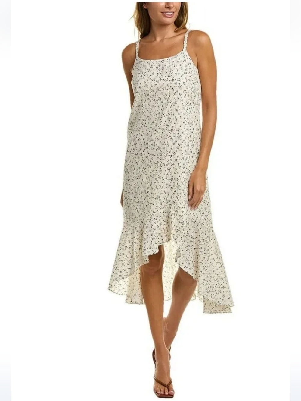 Vince Camuto Island Oasis Birch Floral Asymmetrical Ruffled High-Low Dress